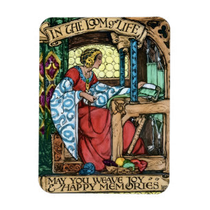 Vintage Loom of Life Illustration Arts & Crafts Magnet