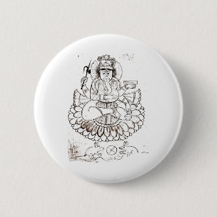Vintage Lord Ganesha T Shirt Hindu Hinduism Yoga _ 6 Cm Round Badge