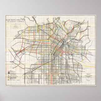 Vintage Los Angeles California Map Poster 1927
