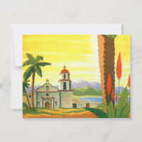 Vintage Los Angeles, California Mission with Palm