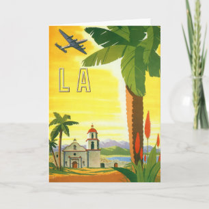 Vintage Los Angeles, California Mission with Palm Card