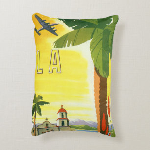 Vintage Los Angeles, California Mission with Palm Decorative Cushion