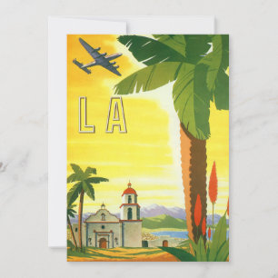 Vintage Los Angeles, California Mission with Palm Invitation