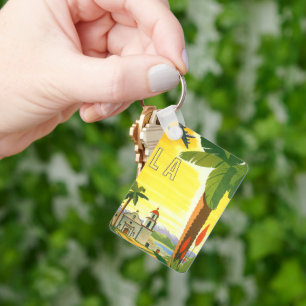 Vintage Los Angeles, California Mission with Palm Key Ring