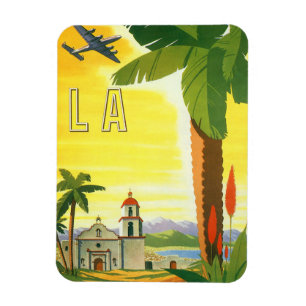 Vintage Los Angeles, California Mission with Palm Magnet