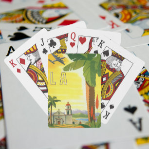 Vintage Los Angeles, California Mission with Palm Playing Cards