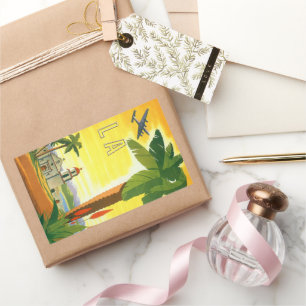 Vintage Los Angeles, California Mission with Palm Rectangular Sticker