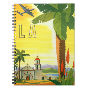 Vintage Los Angeles, California Mission with Palm Spiral Notebook