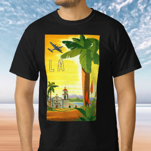 Vintage Los Angeles, California Mission with Palm T-Shirt