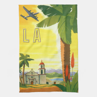 Vintage Los Angeles, California Mission with Palm Tea Towel