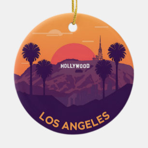 Vintage Los Angeles Hollywood Sunset Ceramic Tree Decoration