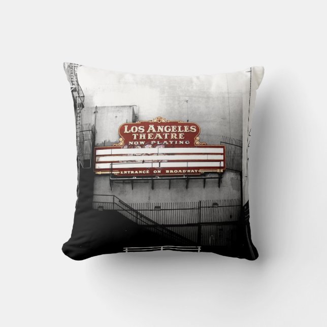 Vintage Los Angeles Theatre Sign Cushion (Front)