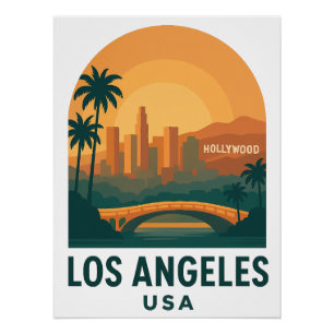 Vintage Los Angeles Travel Poster – Retro USA
