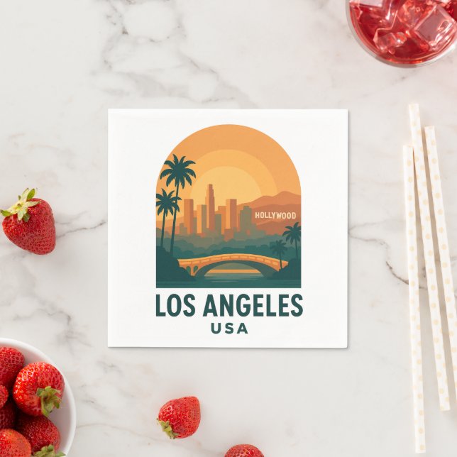 Vintage Los Angeles Travel – Retro Hollywood  Napkin (Insitu)