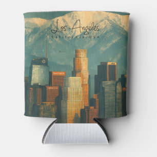 Vintage Los Angeles Watercolor Retro California Can Cooler