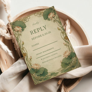 Vintage Lotus Botanical RSVP Card