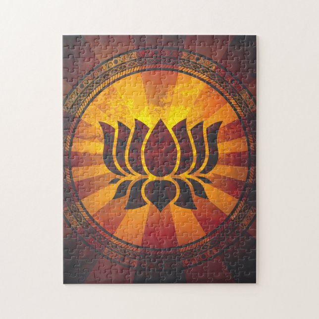 Vintage Lotus Flower Jigsaw Puzzle (Vertical)