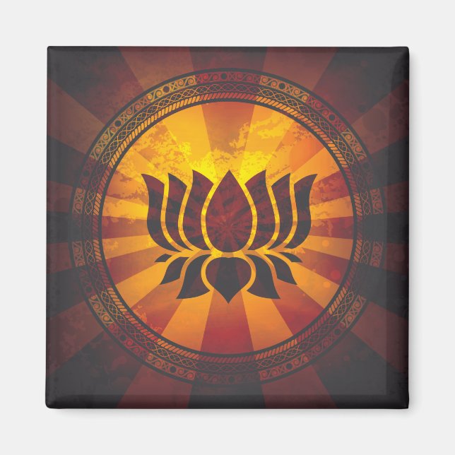 Vintage Lotus Flower Print Magnet (Front)