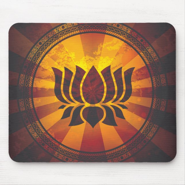 Vintage Lotus Flower Print Mouse Pad (Front)