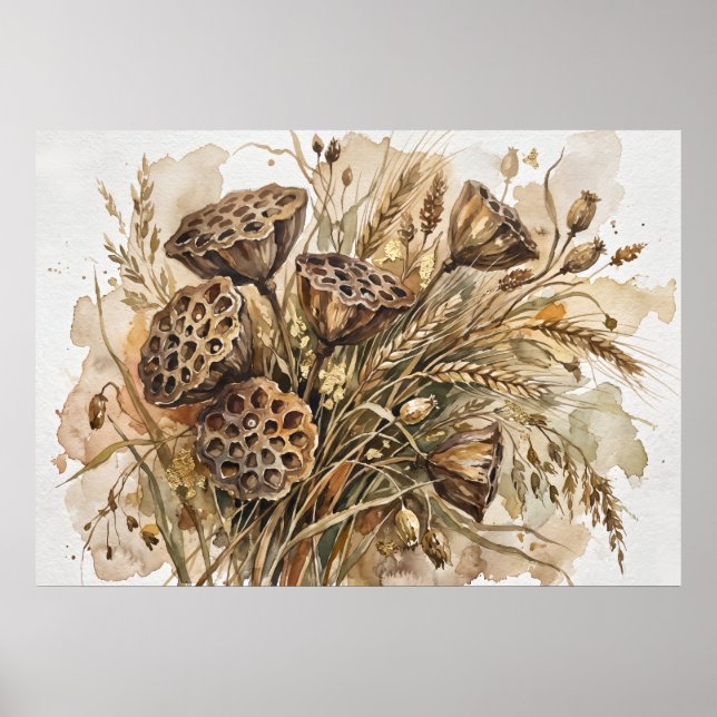 Vintage Lotus Seed Botanical Poster (Front)