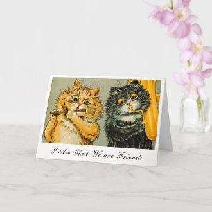 Vintage Louis Wain Cats I Am Glad We Are Friends Card