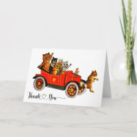 Vintage Louis Wain Cats in Car Thank You