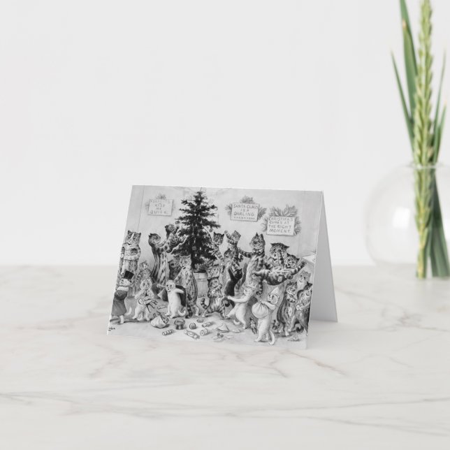 Vintage louis wain christmas cats holiday card (Front)