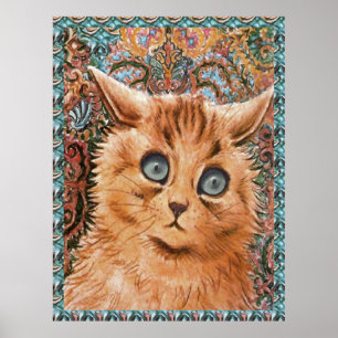 Vintage Louis Wain Wallpaper Cat Art Poster