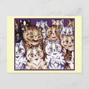 Vintage Louis Wain Wonderment Cats Postcard