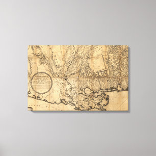 Vintage Louisiana Map Canvas Print