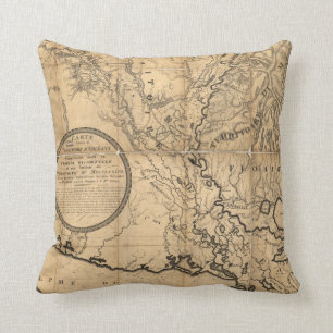 Vintage Louisiana Map Cushion