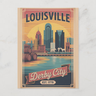 Vintage Louisville Kentucky Derby City Retro Trave Postcard