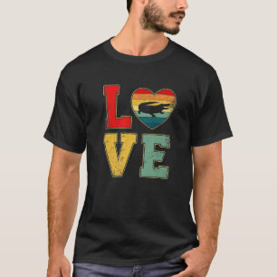 Vintage Love Alligator Retro 70S 80S Heart Farm An T-Shirt