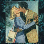 Vintage Love and Romance, Christmas Dance Jigsaw Puzzle<br><div class="desc">Vintage illustration love and romance image featuring a man and a woman on a romantic date dancing to the music on the radio by a Christmas tree.</div>