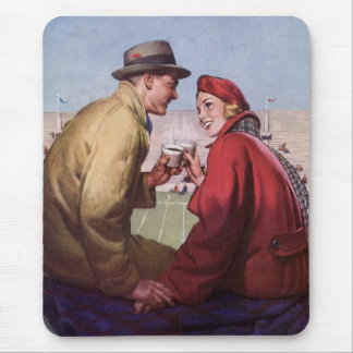 Vintage Love and Romance, Couple at Football Game Mouse Pad