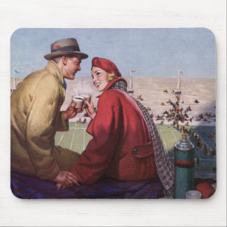 Vintage Love and Romance, Couple at Football Game Mouse Pad