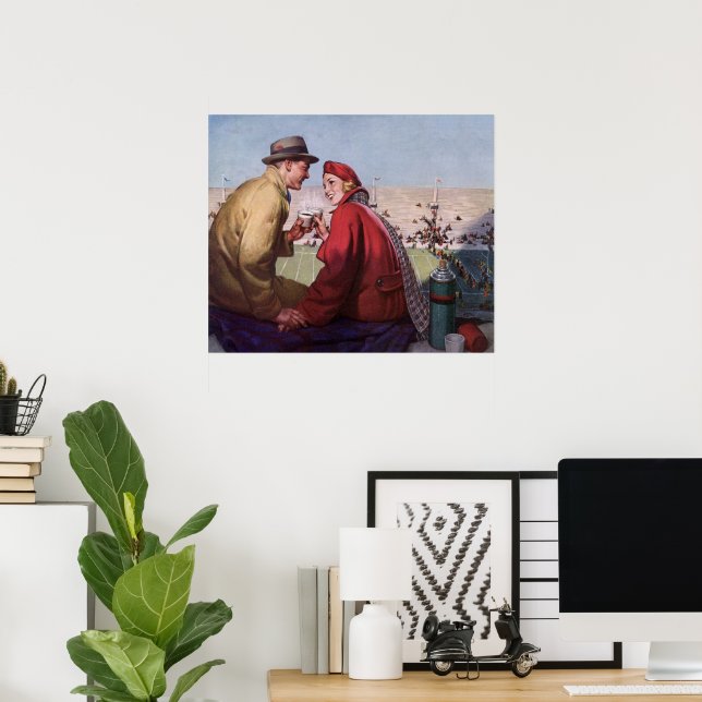 Vintage Love and Romance, Couple at Football Game Poster (Home Office)