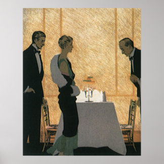 Vintage Love and Romance, Couple Elegant Dinner Poster