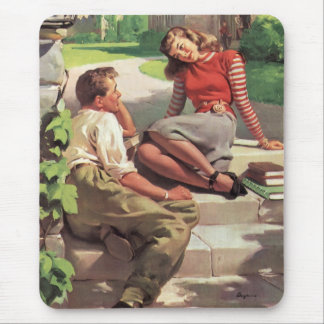 Vintage Love and Romance, High School Sweethearts Mouse Pad