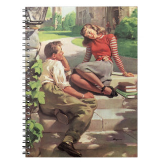 Vintage Love and Romance, High School Sweethearts Spiral Notebook