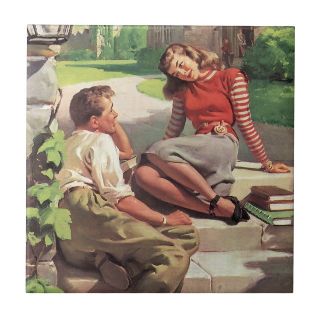 Vintage Love and Romance, High School Sweethearts Tile (Front)