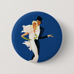 Vintage Love and Romance, Modern Wedding Couple 6 Cm Round Badge