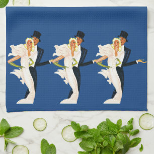 Vintage Love and Romance, Modern Wedding Couple Tea Towel