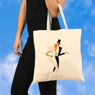 Vintage Love and Romance, Modern Wedding Couple Tote Bag