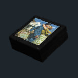 Vintage Love and Romance Newlyweds Buy First House Gift Box<br><div class="desc">Vintage illustration love and romance image featuring a young couple kissing. A kiss to seal the deal and celebrate the purchase of their new home. A slight fixer upper. Great housewarming gift!</div>