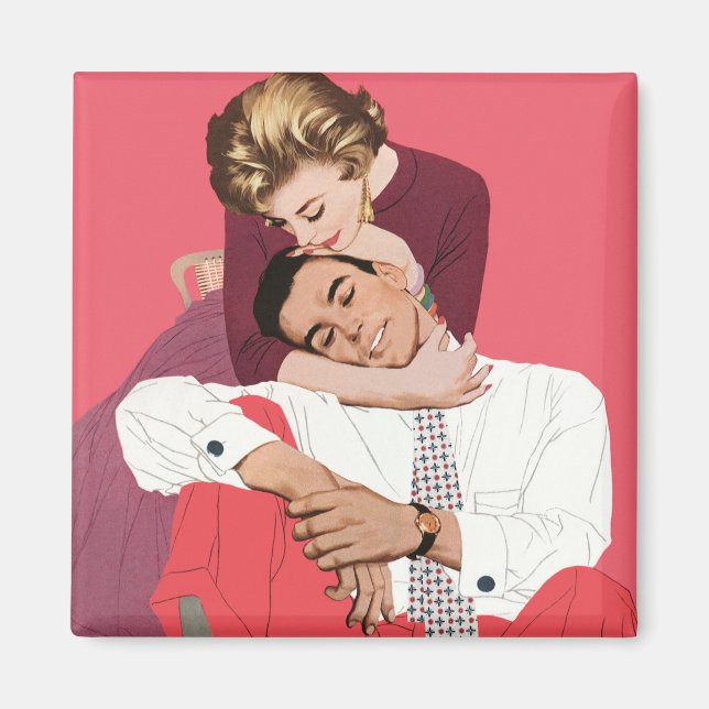 Vintage Love and Romance, Newlyweds in Pink Magnet (Front)