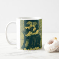Vintage Love and Romance Photo, Children Kiss