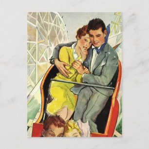 Vintage Love and Romance, Roller Coaster Ride Postcard