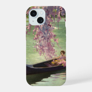 Vintage Love and Romance, Romantic Canoe Ride iPhone 15 Case