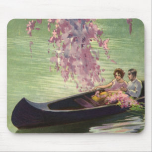 Vintage Love and Romance, Romantic Canoe Ride Mouse Pad